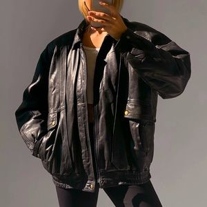 Vintage Leather Bomber Jacket